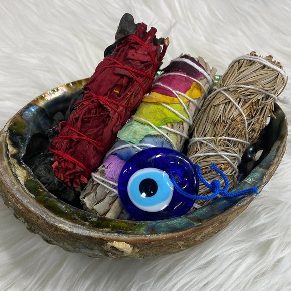 Sage Smudge Kit with 2 White Sage 4"  Pine Herb Bundle 4" Abalone Shell 5-6" inc - Picture 2 of 3